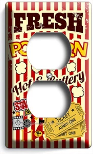 POP CORN TV ROOM HOME MOVIE THEATER CINEMA TICKETS OUTLET WALL PLATES HOME DECOR - Picture 1 of 1