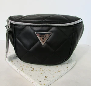 Guess Fanny Pack Belt Bag Crossbody Quilted Black NWT - Picture 1 of 8