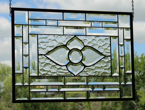 Clear /Frosted Beveled Stained Glass Window Panel-HMD 21 5/8" x15 5/8" Cover