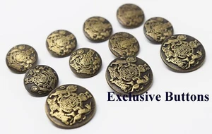 Antique Brass Metal Blazer Buttons Set - Lion & Unicorn - Picture 1 of 1