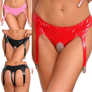 Womens Thong Halloween Underwear Low Rise Briefs Open Crotch Lingerie Glossy - Picture 1 of 49