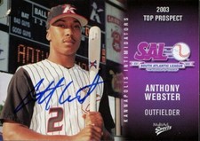 2003 Kannapolis Intimidators ANTHONY WEBSTER Signed Card autograph AUTO RANGERS
