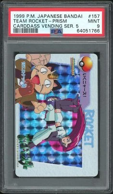 Pokemon Japanese Carddass 1999 157 Team Rocket Prism Bandai FA PSA 9 64051766 - Image 1 of 2