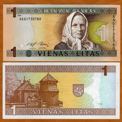 Lithuania, 1 Litas, 1994, P-53, UNC Cover