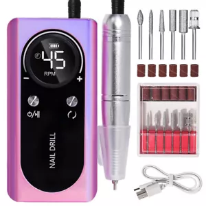 45000RPM Electric Portable Nail Drill Machine Rechargeable Low Noise Sander File - Picture 1 of 10