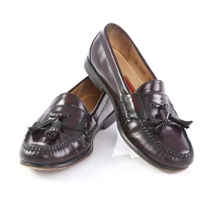 Cole Haan City Dark Burgundy Tassel Loafers Slip On Shoes Apron Toe Mens 9.5 C - Picture 1 of 8