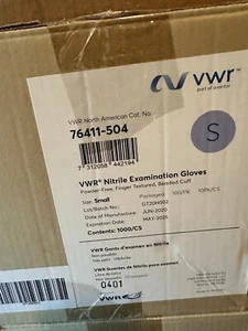 VWR Finger Textured Nitrile Examination Gloves Small 76411-504 Case of 1000 New - Picture 1 of 1