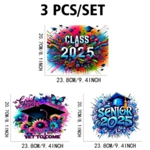 Senior 2025 Graduation UV DTF Graduate Transfer Decal Sticker 3 Decals Per Set - Picture 1 of 7