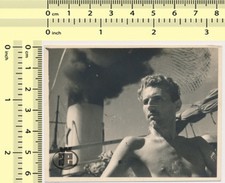 065 Shirtless Man Steam Ship Fingerprint Error Abstract Surreal vintage photo
