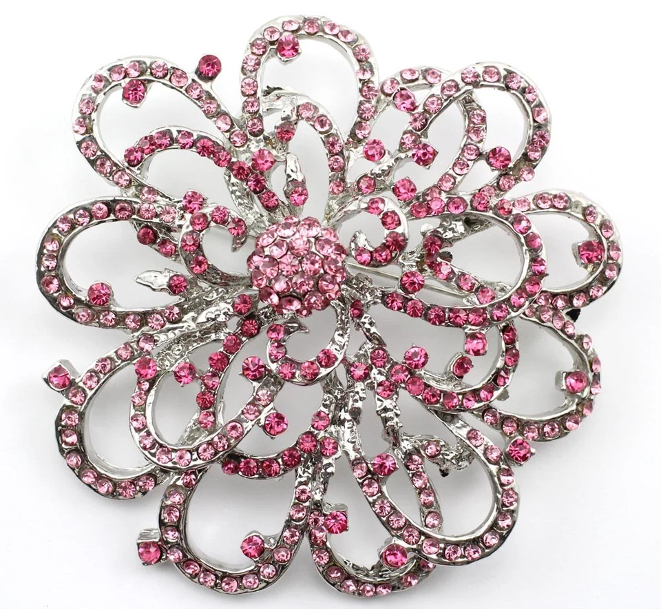 Broche prendedor de boda rosa elegante austriaco de diamantes de imitación de cristal de diseñador Foto 1 de 1