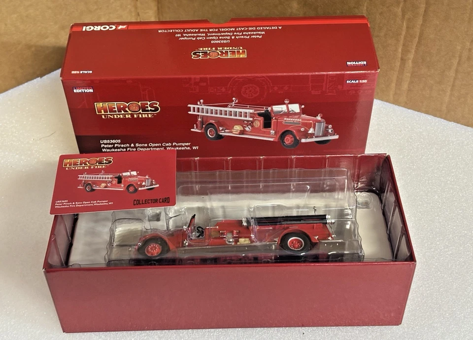 CORGI HEROES UNDER FIRE WAUKESHA FIRE DEPT. BOMBA CABINA ABIERTA US53605 NUEVA EN CAJA Foto 1 de 4