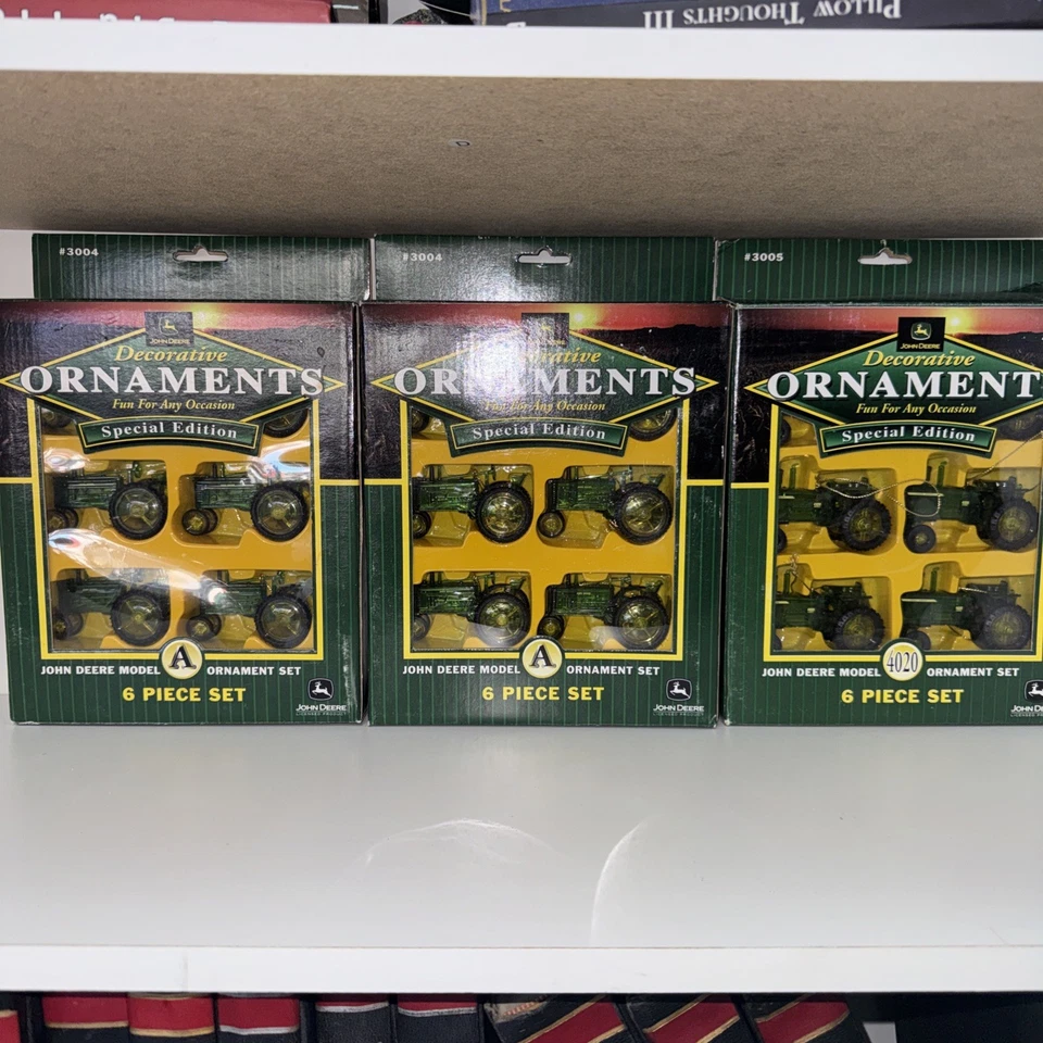Juego de adornos John Deere edición especial juego de 6 tractores 4020 #3005 nuevo paquete de 3 Foto 1 de 4