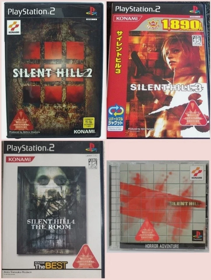 Silent Hill 1 2 3 4 PS1 PS2 set of 4 Horror Konami PlayStation Japan Ver. - Image 1 of 4