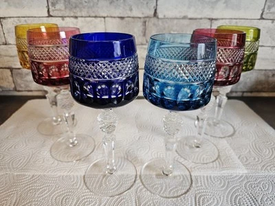 6 Weingläser Römergläser Nachtmann Joska Empire Überfang Kristall Set Bunt TOP - Bild 1 von 4