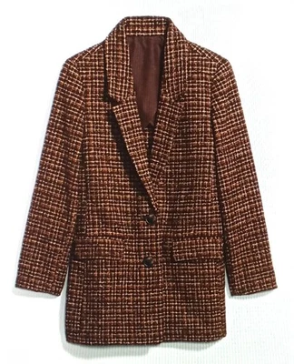 Oversized Women Old Navy 2XL Plaid Soft-Brushed Tweed Brown Plaid sports Blazer - Image 1 of 4