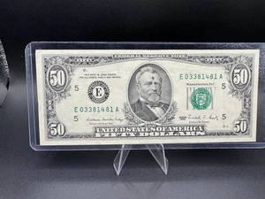 💵 1988 $50 Grant Old Style Federal Reserve Note 💚Crisp Vintage Bill E03381481A - Picture 1 of 2