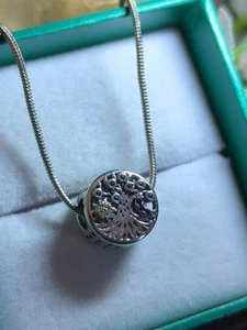 Collana Sterling 925 Albero della Vita Smeraldo Zaffiro Ciondolo Luna Stelle Microcast - Foto 1 di 10
