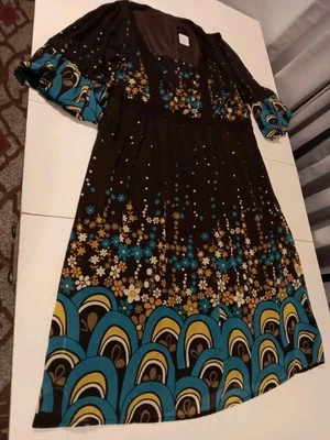 Vestido Turín Hippie Boho Retro Chic Columpio Flores Geniales Talla Grande 18  Foto 1 de 4