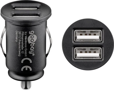 goobay Dual USB Auto Ladegerät 12 W schwarz - Bild 1 von 4