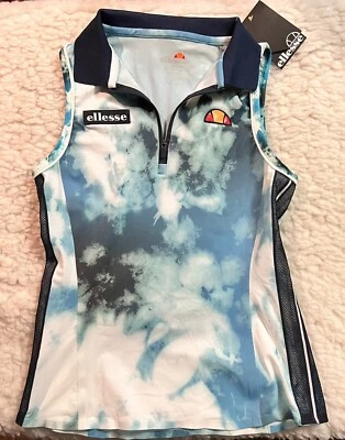 Polo Ellesse Conghiglia para mujer talla M sin mangas azul blanco NUEVO con etiquetas Foto 1 de 4