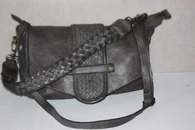 BORSE IN PELLE   Sac Besace Cuir Gris foncé  Rabat  TBE - Photo 1/4