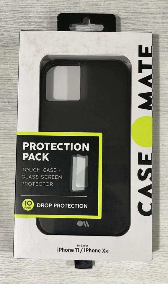 Funda resistente Case-Mate + Protector de pantalla de vidrio para iPhone 11 iPhone XR, negra Foto 1 de 1