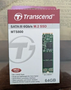 Transcend 64GB SATA III 6Gb/s MTS800 80mm M.2 Solid State Drive SSD TS64GMTS800 - Picture 1 of 1