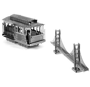 SET of 2 Fascinations Metal Earth SF Golden Gate Bridge & Cable Car 3D Model Kit