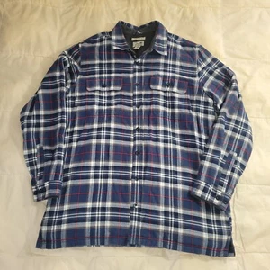 LL Bean Shirt Mens XLT XL Tall Fleece Lined Flannel Shacket Jacket Plaid - Picture 1 of 13