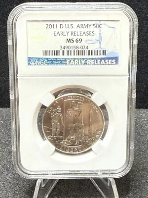 2011-D 50C U.S. Army Commemorative Half Dollar MS69 NGC Early Release - Image 1 of 4