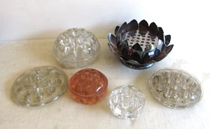 Vintage Lot of 6 Flower Frogs Glass and Metal All Sizes Arranging Florist - Picture 1 of 15