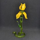 Glass Iris Sculpture - Blown Glass Flower Ornament - Glass Flower Desk Decor