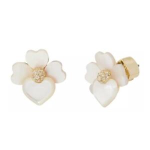 NWT Kate Spade Precious Pansy Pearl Flower Stud Earrings $58 Gold