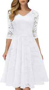 Dressystar Long-Sleeve A-Line Lace Bridesmaid Dress Midi for Wedding Formal Part