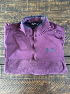 Under Armour Sweater Mens Large Burgundy Loose Fit Half Zip Pullover Coldgear - Picture 1 of 6