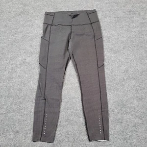 Lululemon Leggings Womens 10 Black Gray Active Stretch Hit It Crop Stash Pockets - Picture 1 of 13