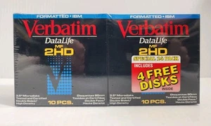 Verbatim Datalife MF 2HD Micro 3.5 IBM Diskettes Floppy Discs 24 Pack New Sealed - Afbeelding 1 van 3
