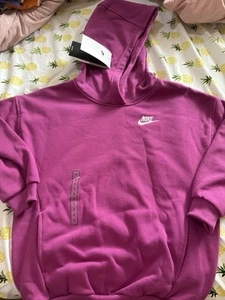 NWT Kid’s Nike Fleece Oversized PulloverHoodie Hot Fuschia YS Small - Picture 1 of 6