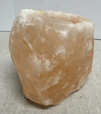 Himalayan Salt Crystal Tea Light Candle Holder Base - Single - 3x3.5" - Image 1 of 4