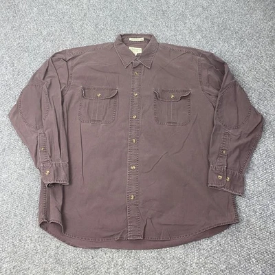 Camisa Cabela's Para Hombre Grande Marrón Suave Lona Trail Codo Parches Abotonados Foto 1 de 4