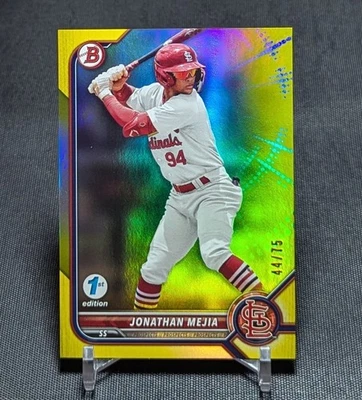 Jonathan Mejia Yellow Foil /75 Rookie 2022 Bowman Draft 1st Edition Cardinals  - Image 1 of 2