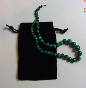 Vintage 19 Zoll grüner Malachit abgestufte Perlen Halskette - Bild 1 von 2