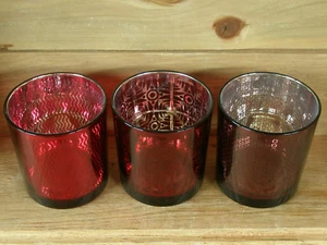 6x Windlicht, Farben Rot, Weinrot und Kupfer, je 2 Stück - Bild 1 von 2