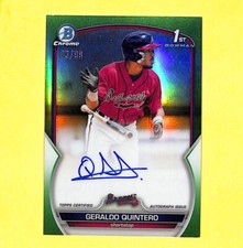 2023 Bowman Chrome Geraldo Quintero 3/99 Auto Green Refractor Card Braves 