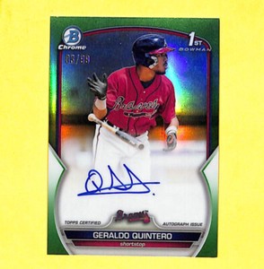 2023 Bowman Chrome Geraldo Quintero 3/99 Auto Green Refractor Card Braves 