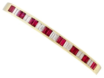 Contemporary 1.69 Ct Diamond and 2.10 Ct Ruby, 18k Yellow Gold Bangle - Image 1 of 4