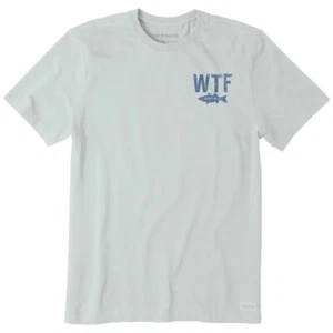 Life is Good. Men's WTF Short Sleeve Crusher-LITE Tee, Fog Gray - Picture 1 of 2