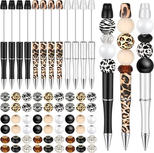 12 Beadable Pens Set with Beads, Black Ink Ballpoint, DIY Gifts for Kids & Women - Picture 1 of 6