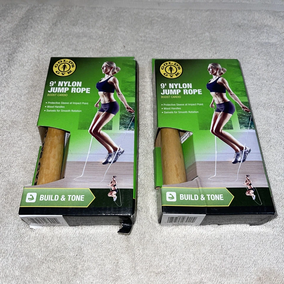 Gold's Gym 9 Foot Nylon Jump Rope Protective Sleeve Swivels for Smoth Rotation