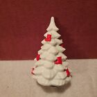 Vtg 7" Ceramic Christmas Tree Red Stockings Musical Santa Claus Is Coming Town